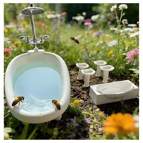 Bee Watering Station for Garden - Outdoor Pollinator Feeder for Bees Butterflies (Mini Bathtub & Sink), bee Pool,Wildlife Water Station,Outdoor Garden Yard Decor Accessory