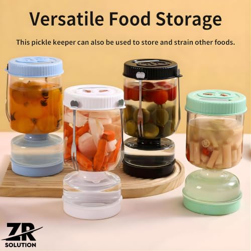 Pickle Jar with Strainer Flip, Airtight Pickle Container with Juice Separator, Fourth Generation Flip Drain Food Storage Jar for Pickles, Kimchi, Olives, Jalapenos, Fruits & Snacks