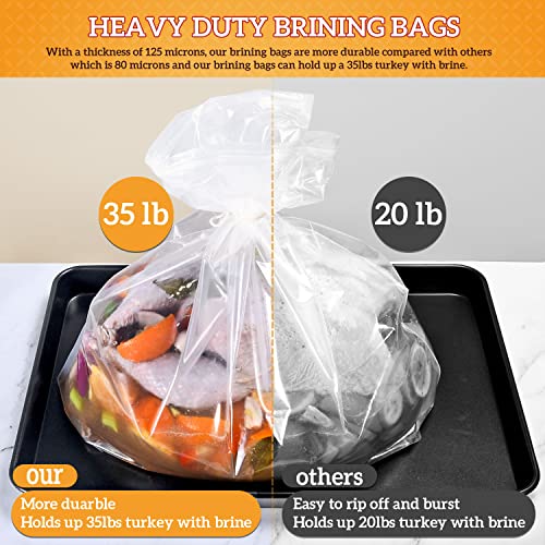 Turkey Brining Bags, 26"×22", 2 Pack, Double Zip Lock Thicker Brine Bags with 2 Cotton Strings, Extra Large Brining Bag Fits for Turkey, Chicken, Beef, Fish, Lamb, Pork, Holds Up to 35LB