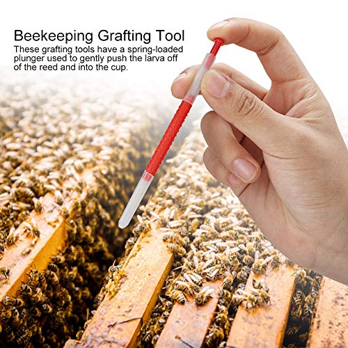 4pcs Plastic Beekeeping Grafting Tools | Queen Bee Rearing Kit with Spring Plunger | Honey Bee Larvae Transfer Tool for Apiary/Colony