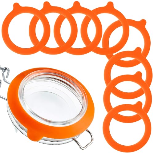8pcs 3.75" Silicone Jar Gaskets Silicone Gasket, Leak Proof Jar Seal Accessories, Rubber Seals for Glass Jars, Suitable for Mason Jars Lids(Orange) - color: Orange