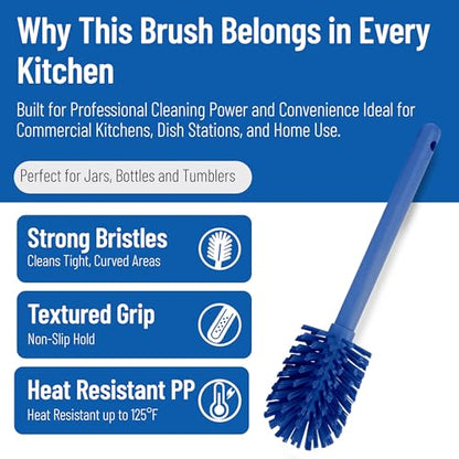 SPARTA Large Water Bottle Brush Ideal for Wide-Mouth Jars, Bottles and Tumblers, Dishwashing Tool with Handle for Home and Commercial Kitchens, Plastic, 12 Inches, Blue - color: Yellow