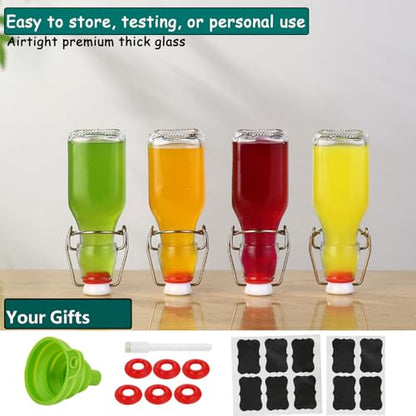 ZEBEIYU Swing Top Glass Bottles 4 oz With Flip Airtight Lids for Home Brewing, Beverages, Oil, Vinegar, Water, Soda, Kefir, Limoncello, Homemade liquor, vanilla（10 Pack - size: 4 oz