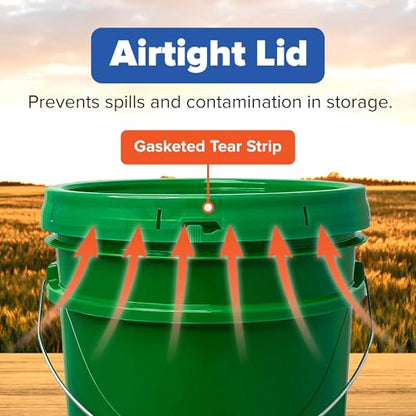 ePackageSupply 5 Gallon Plastic Bucket with Airtight Lid | Food Grade Bucket | BPA-Free | Heavy Duty 90 Mil All Purpose Pail | One 12" Rubber Mallet & One Lid Opener Included | 6 Pack - color: Green, size: 6 Packs