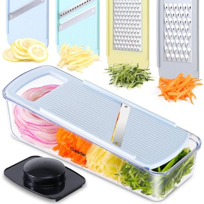 Geedel Professional Mandoline Slicer for Kitchen, Multi Purpose Vegetable Slicer Cutter, Vegetable Cutter Onion Cutter for Veggie Fruit Cheese - color: Light Blue