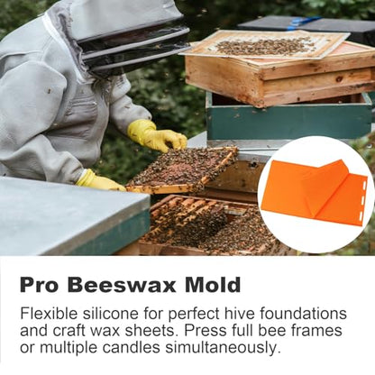 Beeswax Press Sheet Mold with Honey Scraper, Silicone Mold for Making Honeycomb Sheets, DIY Beehive Foundation & Candles, Reusable Beekeeping Supplies - color: Orange
