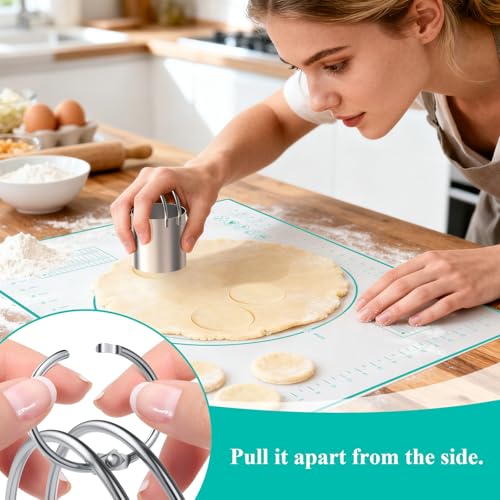 Biscuit Cutter Set, Green Silicone Baking Mats, Stainless Steel Pastry Cutter, Pastry Blender, Dough Cutter, Professional Baking Dough Tools (4 Set Green) - size: 4 set green
