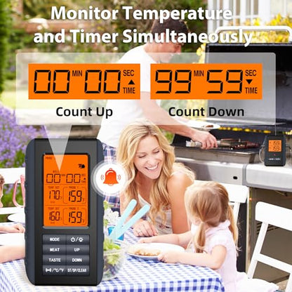 Remote Meat Thermometer Wireless, Vauno Wireless Meat Thermometer for Grilling and Smoking with Dual Meat Probe, Kitchen Timer, Digital Cooking Food Thermometer for Smoker BBQ Oven Outside Grill - style: 2 Probes