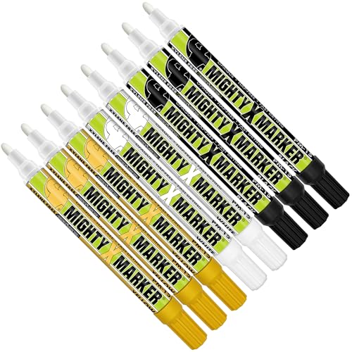 PM-15 Industrial Paint Marker - Xylene Free Permanent Paint Pens for Metal, Glass & Non-Porous Surfaces - 10ml - Quick Dry, High Opacity - 8 Pack (2 White, 3 Yellow, 3 Black) - color: 2 White, 3 Yellow, 3 Black