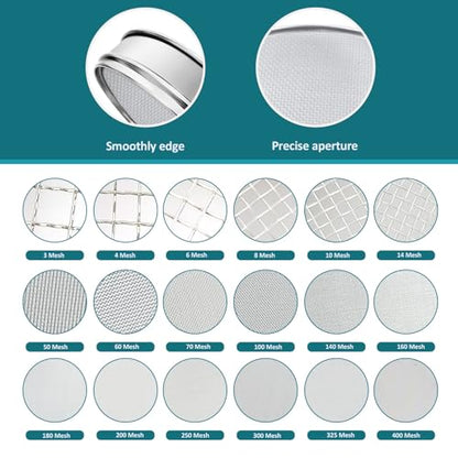 304 Stainless Steel Mesh Lab Sieve, 12 Mesh(1.7mm) Aperture Test Sieve, 7.9Inch(20cm) Dia Economy Standard Analysis Sample Test Sieves for Industrial Laboratory Homes - size: 12Mesh(1.7mm)/Ф7.9in