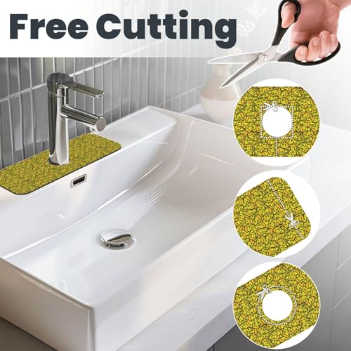 Cheese Faucet Mat For Kitchen Sink, Absorbent Countertop Protector, Quick Dry Sink Splash Guard Pad, Waterproof Draining Mat 15" X 5.5" - color: Style 10