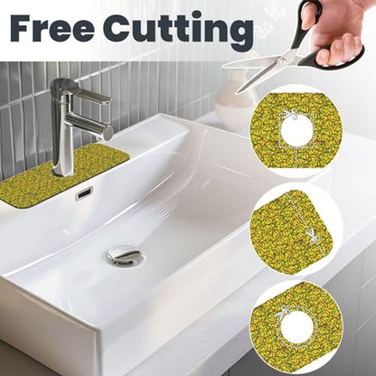 Cheese Faucet Mat For Kitchen Sink, Absorbent Countertop Protector, Quick Dry Sink Splash Guard Pad, Waterproof Draining Mat 15" X 5.5" - color: Style 10