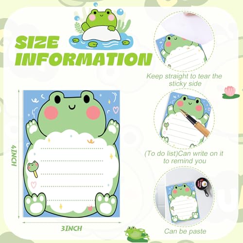 Chiisong 12 Pack Frog Sticky Notes Gifts Cute Frog Sticky Notes 3x4 Inch Cartoon Funny Self Stick Notepads Novelty Animals Post Pads Favors for Women Men Office Supplies Home Christmas Small Gifts - style: Frog