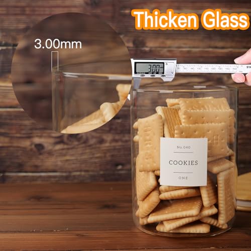 CZZGSM Set of 2 Large Glass Flour and Sugar Containers - 100 Fl oz Thicken Glass Storage Jars with Airtight Bamboo Lid and 132 Kitchen Pantry Labels - Big Clear Rice Containers Farmhouse - color: 2pack