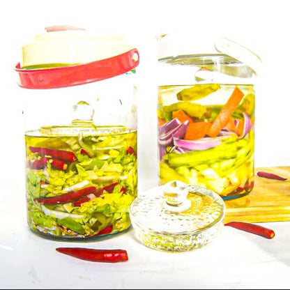 Fermentation Weights for Large Wide Mouth Gallon Mason Pickling Canning Jars (Over 3.5 Inches), Fermenting Weigh Easy Grip With Grooved Handles Wavy Grain Dot for Brewing Fermented Foods, Pack of 2 - color: Clear-3.5"-Pack of 2