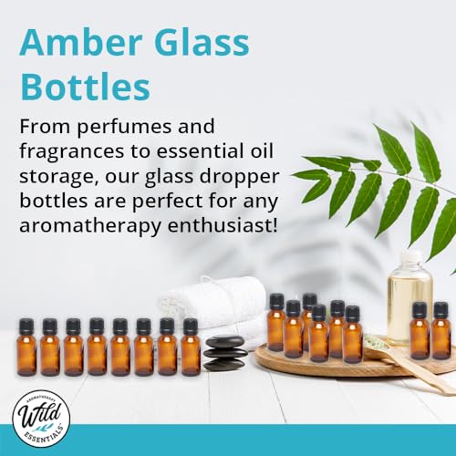 mEssentials 24 Pack of 10ml Amber Glass Bottles with Euro Dropper Caps - Great for Essential Oils, Perfumes and DIY Aromatherapy - Easy to Fill, Clean and Reuse - Protective and Durable - size: 10ml pack of 24