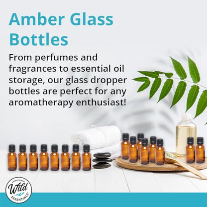 mEssentials 24 Pack of 10ml Amber Glass Bottles with Euro Dropper Caps - Great for Essential Oils, Perfumes and DIY Aromatherapy - Easy to Fill, Clean and Reuse - Protective and Durable - size: 10ml pack of 24