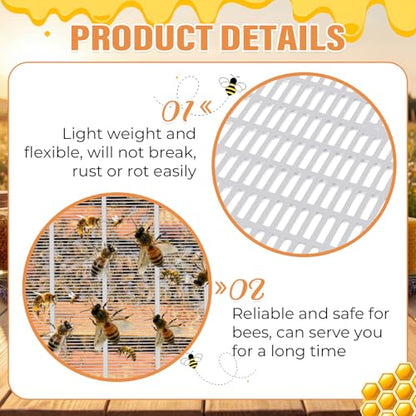 Beeveer 3 Pcs Beehive Parts Kit for 10 Frame Bee Hive, Beehive Screened Bottom Board with Entrance Reducer and Metal Queen Excluder for Beekeeping Supplies - style: Without Wooden Frame