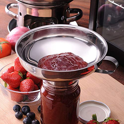Set of 2 Pcs Mason Jar Funnel Set - Stainless Steel Canning Funnel with Handle for Wide and Regular Jars
