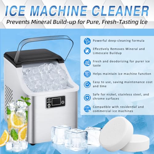 Ice Machine Cleaner Tablets Descaler (36 Pack) – Portable Ice Maker Cleaner, Nickel Safe Scale Remover Compatible with Countertop and Nugget Ice Maker, Remove limescale, Odor-Free, Crystal Clear Ice