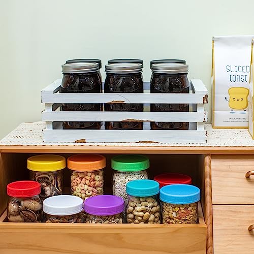 Jumterlee 12 Pack 32 oz Amber Mason Jars, Wide Mouth Mason Jars with Lids and Bands and 12 Black Plastic Mason Jar Lids, Canning Jars Used for Canning, Pickling, Juice, Jam, Jelly