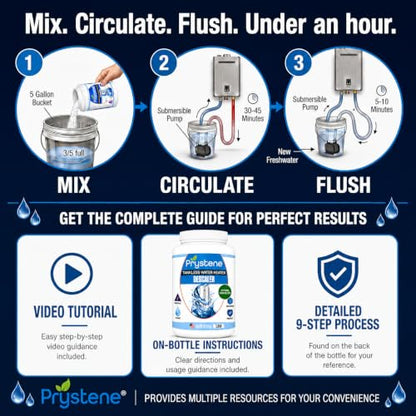 Tankless Water Heater Descaler - Professional Powder Cleaner (1.2 lbs) - Removes Limescale & Restores Efficiency - Compatible with Rinnai, Rheem, Navien, Noritz - Food Grade, Made in USA