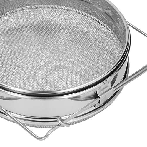 Honey Filter Stainless Steel Beekeeping Double Honey Sieve Strainer Apiary Equipment Durable Food Grade 304 Stainless Steel Honey Filter with Double Screen for Beekeepers and