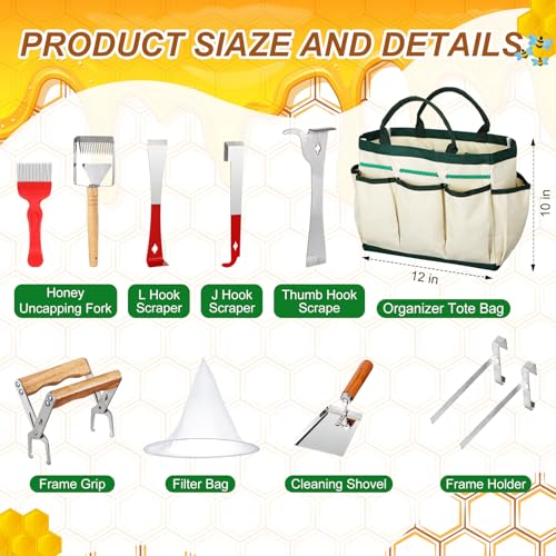 30 Pcs Beekeeping Supplies Beehive Equipment Beekeeping Starter Kit Bee Keeper Supplies All with Jacket Beehive Kit Bee Smoker Uncapping Tool for Beginners Professional Beekeepers(Large) - size: Large