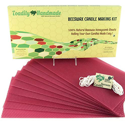 Make Your Own Beeswax Candle Kit - Includes 10 Full Size 100% Beeswax Honeycomb Sheets in Cranberry and Approx. 6 Yards (18 Feet) of Cotton Wick. Each Sheet Measures Approx. 8" x 16 1/4". - color: Cranberry