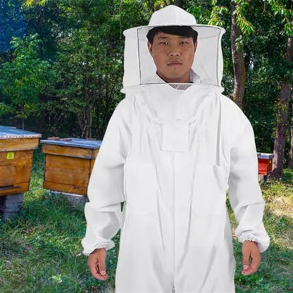 Beekeeping Suit Full Body Beekeeping Clothes Professional Protective Beekeepers Suits with Anti-Bee Round Veil Hood Hat Safty (Medium)