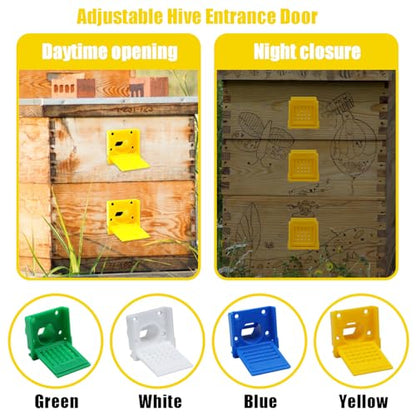 8 Pcs Bee Hive Entrance Gates, Square Bee Hive Entrance Reducer, Yellow Multifunctional Plastics Bee Entrance Reducer, Open Window for Hive Ventilation Hive Tool Beekeeping - color: Yellow