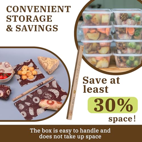3 Rolls Reusable Beeswax Wraps for Food 13 x 40 Inches Bees Wax Wraps Reusable Food Storage Wrap Beeswax Paper Roll for Bread Sandwich Cheese Fruit Snacks(Bakery) - style: Bakery