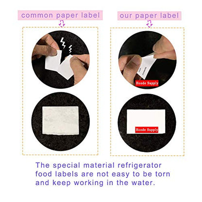 Hcode 2 x 3'' Self-Adhesive Removable Freezer Food Labels- Easy Clean Leaves No Residue- Cooler Food Storage Freezer Stickers Plastic Paper Perfect for Reusable Containers 300 Stickers (2x3 Fill in) - size: 2*3 fill in