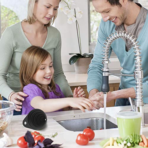 Funnels for Kitchen Use, Food Grade Silicone Collapsible Kitchen Funnel (Black) - color: 1-Black