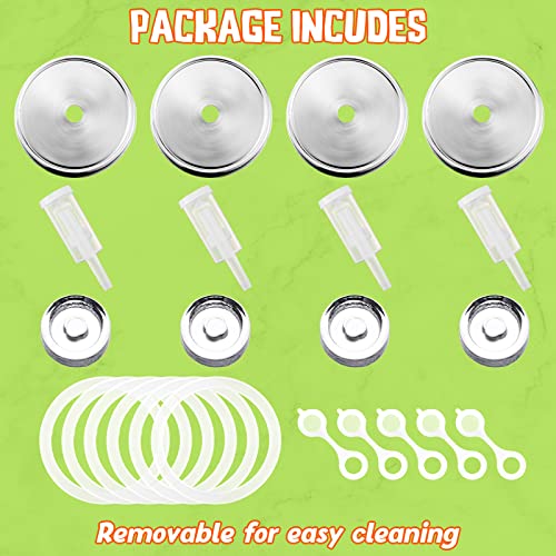 Tessco for you 4 Set Fermentation Kit, Wide Mouth Fermentation Lids and Weights, Airlocks and Silicone Rings for Mason Jars Making and Storing Sauerkraut Probiotic Food (No Jars)