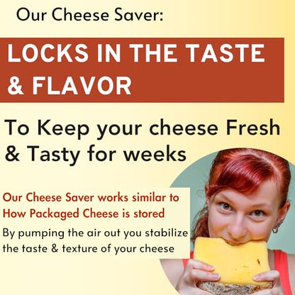 The Quick Vac: Only Airtight Vacuum Sealed Cheese Saver Container - Perfect For Keeping Cheddar, Parmesan, Shredded, Sliced, Grated, Blue, Swiss, Cottage & Cream Cheese in the Fridge