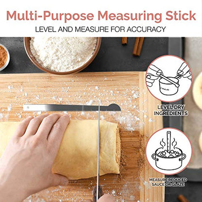 CuttleLab 22-Piece Stainless Steel Measuring Cups and Spoons Set, Tad Dash Pinch Smidgen Drop Mini Measuring Spoons, Measuring Stick Leveler, Measurement Conversion Chart Fridge Magnet, (Country Chic) - color: Country Chic