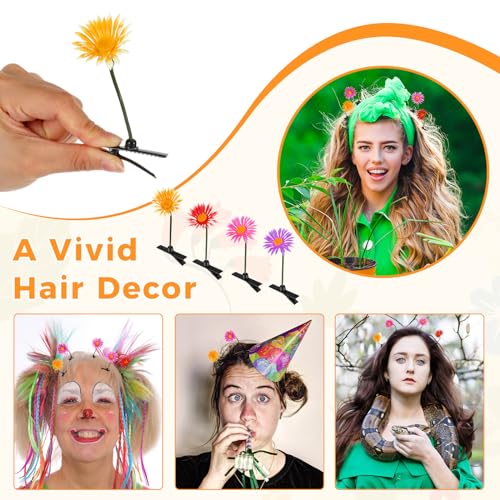 30 Pcs Bean Sprout Hair Clips Rave Mixed Style Plant Hairpins Hair Accessories for Party Irish(Daisy) - style: Daisy
