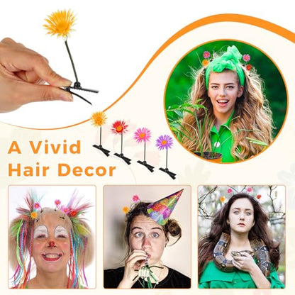 30 Pcs Bean Sprout Hair Clips Rave Mixed Style Plant Hairpins Hair Accessories for Party Irish(Daisy) - style: Daisy