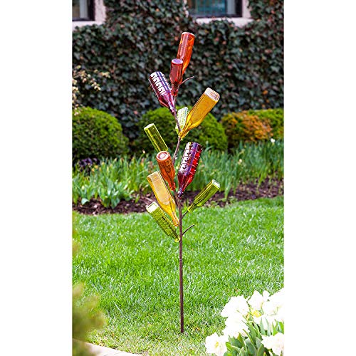 Evergreen Garden Glass Bottle Tree, Metal Bottle Trees for Garden Outside, Decorative Bottles Holder for Outdoor Wedding Christmas Party Decoration (Bottles Sold Separately)