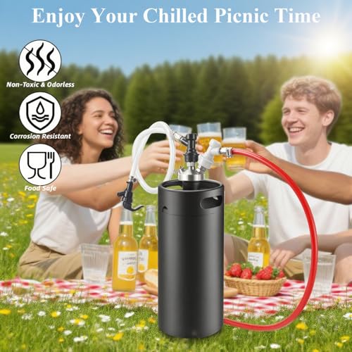3FT 5/16 Beer Line Tubing & 5FT 5/16 CO2 Gas Line & 1Pair Ball Lock Keg Connectors & 1 Picnic Tap,Cuttable PVC Draft Beer Kegerator Line CO2 Regulator Gas Line Barb Fitting Hose Clamps Kegerator Parts