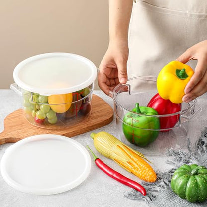 Ziliny 2 Pcs 2 Qt Clear Round Food Storage Container with Lid, Dough Proofing Bucket Clear Translucent Containers with Red Scale Commercial Grade for Pizza Bread Kitchen Organization(White) - color: White