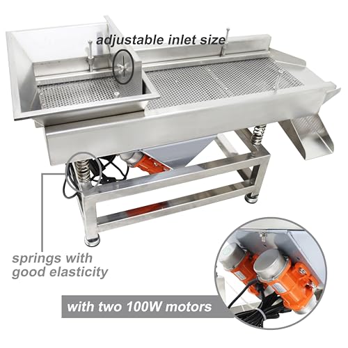 TECHTONGDA Straight Vibrating Sieve Screen Shaker Electric Linear Sifter Machine Stainless Steel One Layer Two Motors 5mm Round Hole Screen Size 11.8×31.5inch 110V - size: 5mm