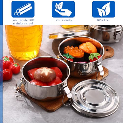 4 Pcs Small Stainless Steel Bento Box Bulk 13 oz Reusable 304 Stainless Steel Food Storage Containers with Lockable Clips to Leak Proof, Dishwasher Safe - size: 13 oz