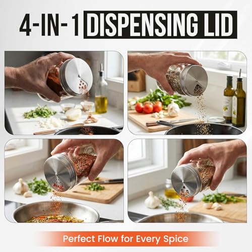 Mason Jar Spice Shaker Lids Stainless Steel – 6 Pack Adjustable Spice Lids for Mason Jars Wide Mouth – Seasoning Salt Pepper Dispenser Tops for Ball Canning Jars - style: Wide Mouth