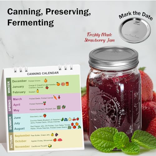Ball Wide Mouth Mason Jars 32 oz. (6 Pack) - Quart Size Jars with Airtight Lids and Bands for Canning, Fermenting, Pickling, Meal Prep or DIY Decors and Projects Bundled with Peaknip Jar Opener