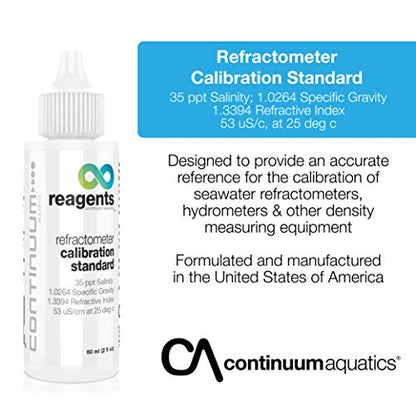 Continuum Reagents Refractometer Calibration Standard – Seawater Reference for Calibration of Density Measuring Equipment, 60 ml - size: 60 ml