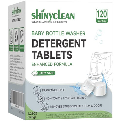 Bottle Washer Detergent Tablets, Fits All Machines, 120 count | Baby-safe, deep cleaning, chlorine & fragrance free, no residue, compatible with Momcozy & Baby Brezza Pro and all brands - size: 120 Count (Pack of 1)