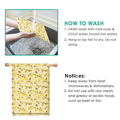 Reusable Beeswax Wraps 13 x 39 Inch Beeswax Wraps for Food Eco-Friendly Sustainable Food Storage Wraps for Sandwich, Cheese, Fruit, Bread, Snacks - size: Bee