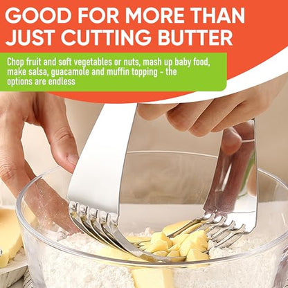 Spring Chef Dough Blender, Top Professional Pastry Cutter with Heavy Duty Stainless Steel Blades, Large Size, Black - color: Black, size: 4" Large